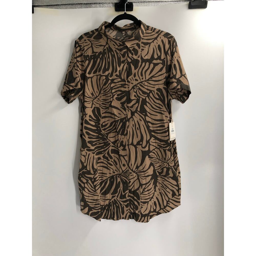Roark Bless Up Dress in Khaki Leaf Print Breathable Outdoor Vacation Small NEW - Picture 2 of 12